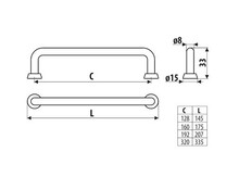 Uchwyty Uchwyt US18 - czarny mat, złoty / rozstaw 320 mm - Gamet