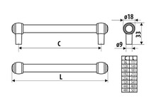 Uchwyty Reling RE23 - czarny półmat / rozstaw 320 mm - Gamet