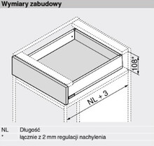 Szuflady Szuflada MERIVOBOX Wys. M=91mm dł. 50cm 40kg BIAŁY MAT Hamulec - Blum