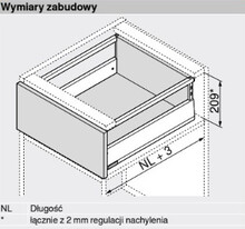 Szuflady Szuflada MERIVOBOX Wys. E=192mm dł. 40cm 40kg BIAŁY MAT Hamulec, Bok+Reling - Blum