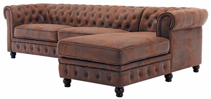 Narożnik prawy pikowany CHESTERFIELD - brązowy