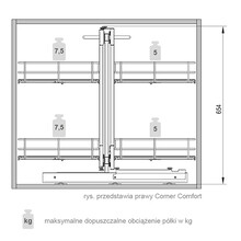 Kosze Cargo Cargo Corner Comfort Prawe MAXIMA PURO 1200 mm + prowadnica Rejs - czarny/dąb - Rejs