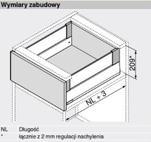 Szuflady Szuflada MERIVOBOX Wys. E=192mm dł. 55cm 40kg BIAŁY MAT Hamulec, Bok+Szkło dekoracyjne - Blum