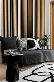 Lamele Lamele na filcu WOODLINE 2700x300 - czarny / dąb jasny - Marbet Design