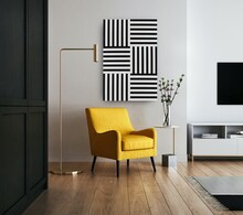 Lamele Lamele na filcu WOODLINE 300x300 - czarny / beton - Marbet Design