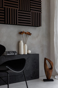 Lamele Lamele na filcu WOODLINE 400x400 - czarny / dąb ciemny - Marbet Design