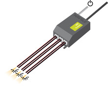 Oświetlenie LED Dystrybutor 3-kanałowy z funkcją przełączania 24V/3,5A/czarny/ Hafele Loox 24V długość kabla: 20 cm - Häfele