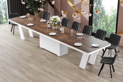 Stół rozkładany GRANDE 160/412x100 - lava rock mat/biały połysk