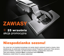 Zawiasy 250kpl Zawiasów 71B3550 z Hamulcem + Prowadniki 173L8100 z EURO + Systainer SYS3 Festool - Blum