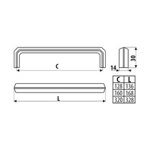 Uchwyty Uchwyt meblowy UU56 - czarny mat / rozstaw 160 mm - Gamet