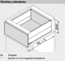 Szuflady Szuflada MERIVOBOX z hamulcem / wys. E=M+Boxcap / dł. 30 cm / 40 kg / szary indium - Blum