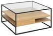 Stolik z półkami RANDOLF 80x80 - dziki dąb/czarny