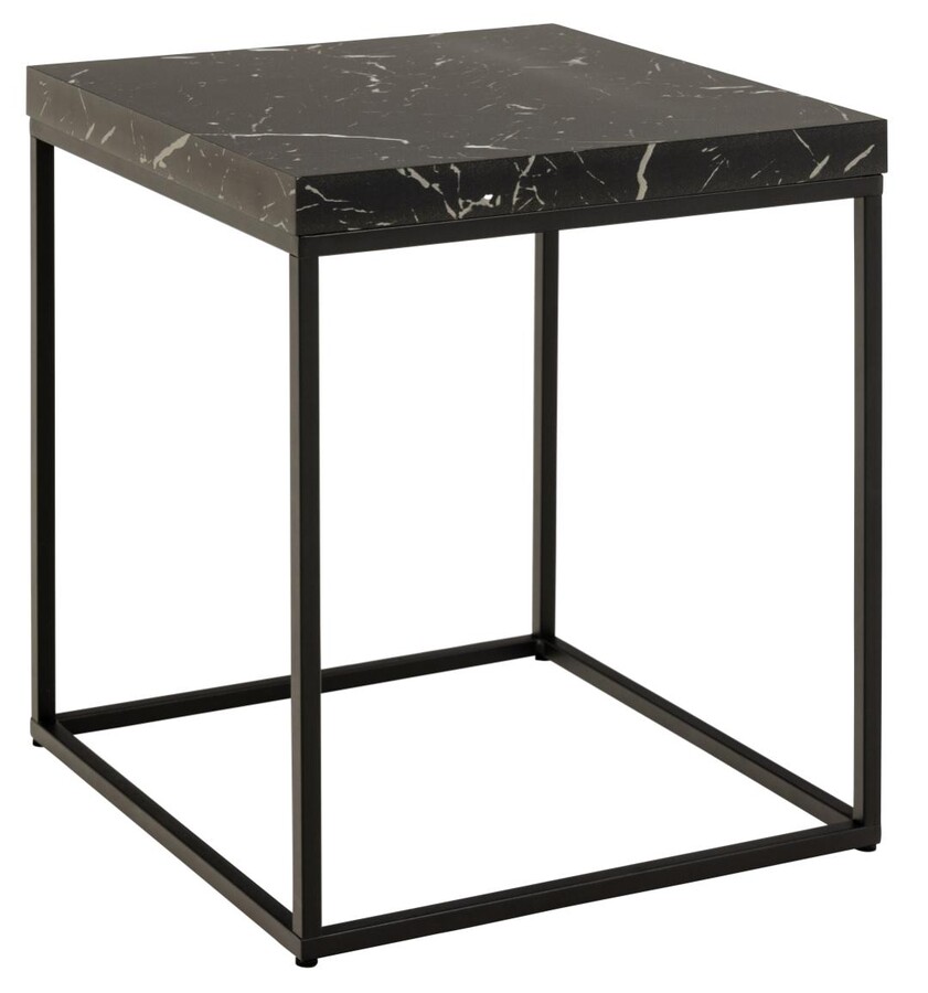 Stolik kawowy BAROSSA 40x40 - czarny marmur/czarny