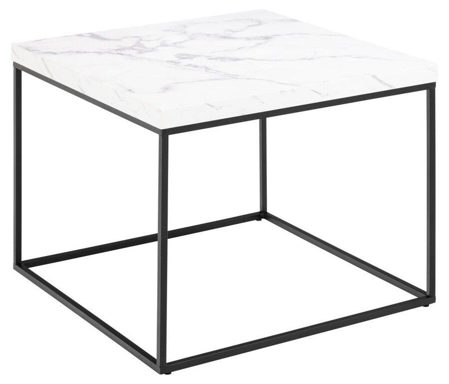 Stolik kawowy BAROSSA 60x60 - biały marmur/czarny
