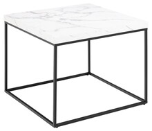 Stolik kawowy BAROSSA 60x60 - biały marmur/czarny