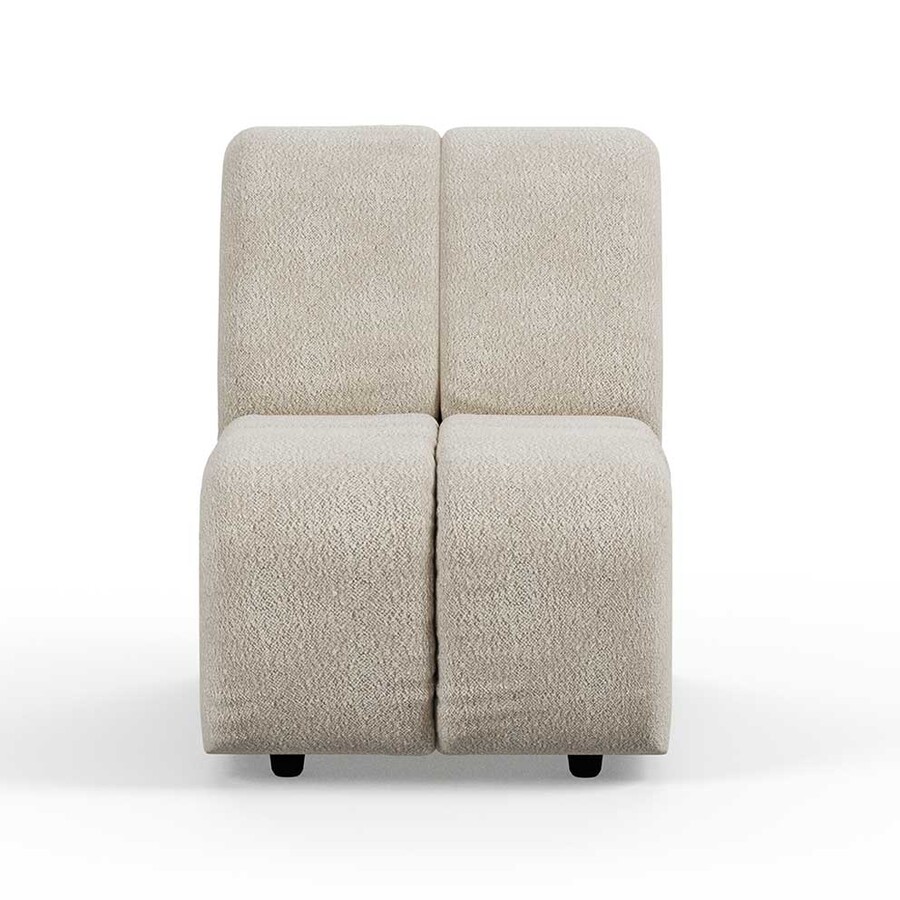 Sofa WAVE bouclé element środkowy mały - kremowy
