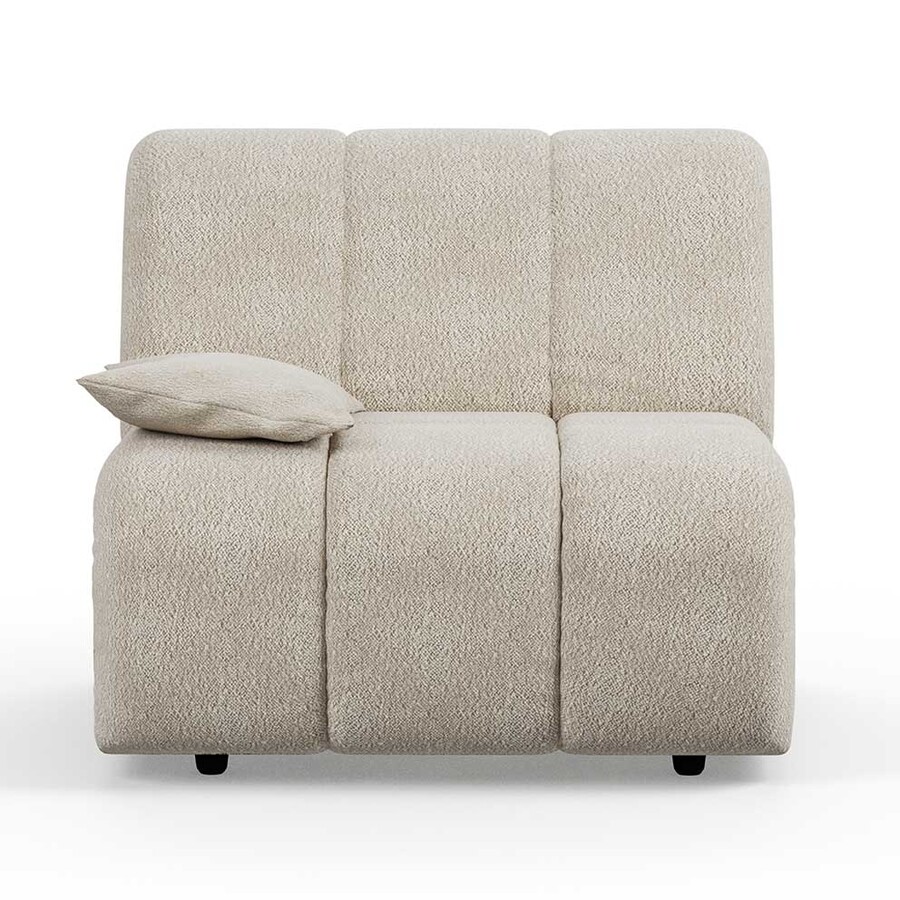 Sofa WAVE bouclé element lewy/niski podłokietnik - kremowy