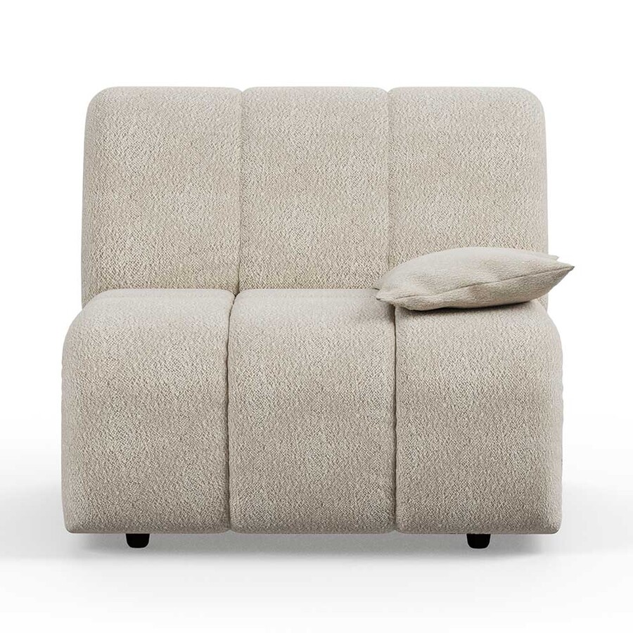 Sofa WAVE bouclé element prawy/niski podłokietnik - kremowy