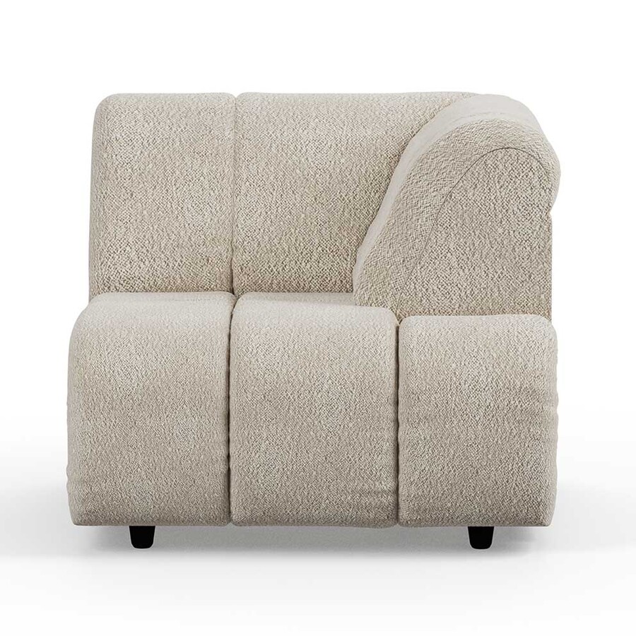 Sofa WAVE bouclé element prawy/wysoki podłokietnik - kremowy
