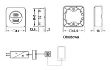 Oświetlenie LED Stacja ładująca USB, Häfele Loox5 12V / Czarny - Häfele