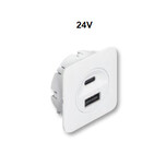 Stacja ładująca USB, Häfele Loox5 24V / Biały   Nr art. 833.73.829   z gniazdami USB-A i USB-C. Do montażu wpuszczanego lub nawierzchniowego w obudowie...