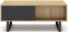 Stolik kawowy czarny 110cm x 55cm x 45cm z drewnianym blatem