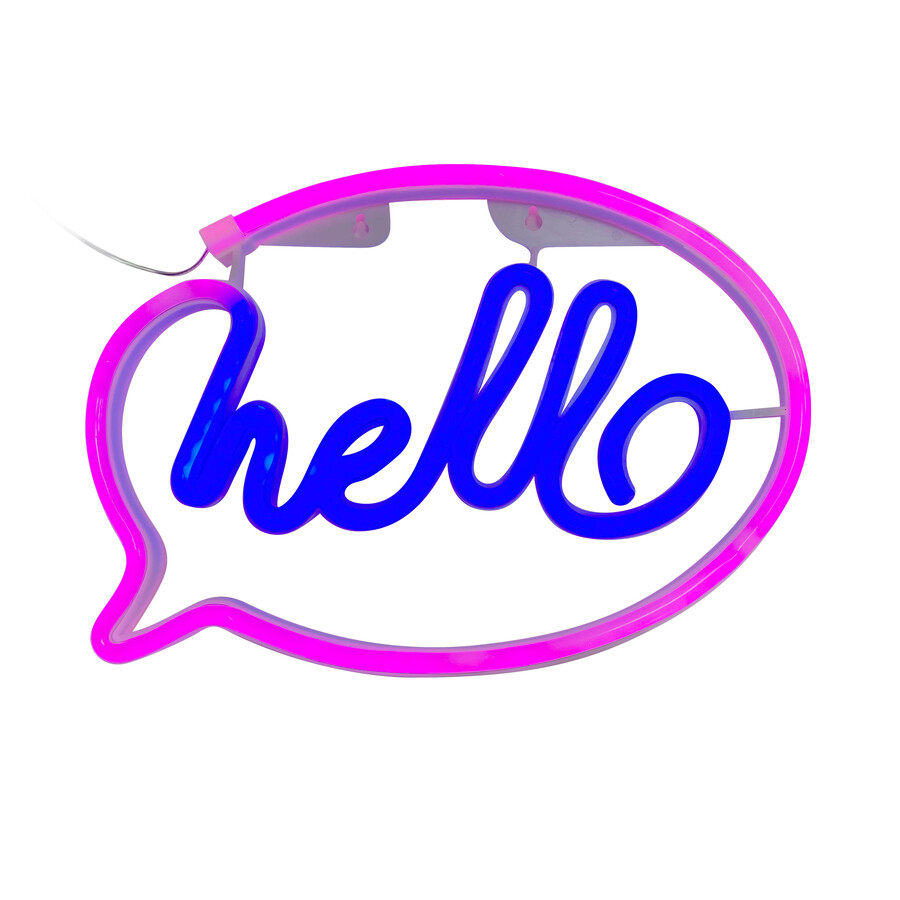 Neon HELLO LED FM-NL41 - niebieski/różowy