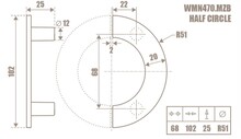 Uchwyty Uchwyt meblowy półokrągły WMN 470 - złoty połysk / rozstaw 68 mm - Giusti