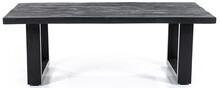 Stolik kawowy prostokątny blat drewniany nogi metalowe czarne 120x70 cm