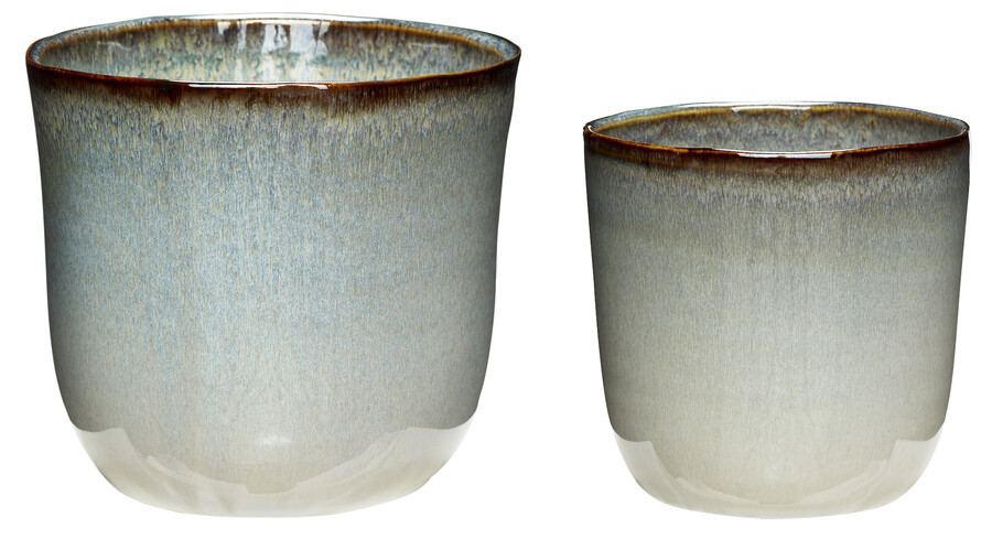 Zestaw doniczek ceramicznych - jasnoniebieski