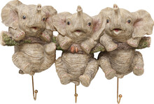 Wieszak ścienny THREE MINI ELEPHANTS - szary