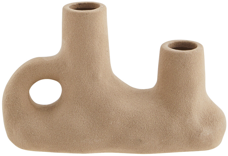 Świecznik podwójny ceramiczny 19x12 - piaskowy