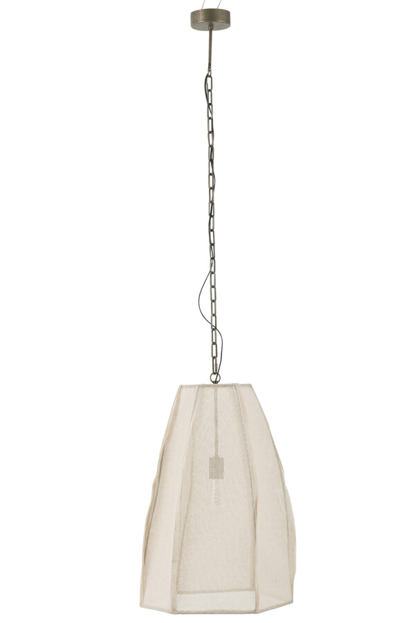 Lampa wisząca z lnianym abażurem PEAR duża - biały