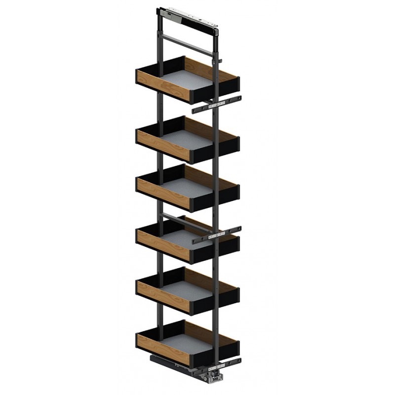 Stelaż + kosze Cargo Maxi Dolne MAXIMA PURO 40 cm / 190-210 cm / 6 półek /40CM- czarny/dąb + System jezdny FULTERER
