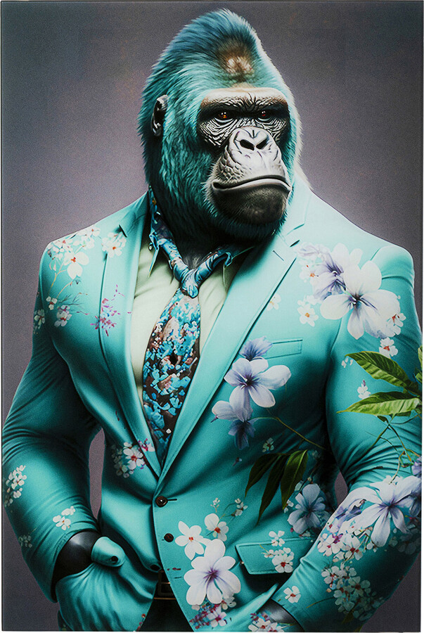 Obraz szklany MISTER GORILLA BLUE 60x90