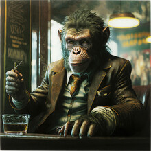 Obraz szklany DRINKING MONKEY 100x100