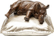 Figurka dekoracyjna SLEEPING RHINO - brązowy/złoty