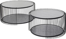 Zestaw 2 okrągłych stolików WIRE DOUBLE BUBBLE - czarny