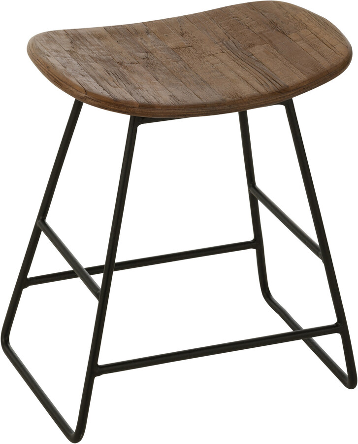 Taboret z siedziskiem z teczyny - naturalny/czarny