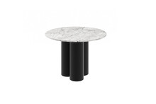 Stół okrągły RAVEO 100 cm - venatino white połysk/czarny połysk