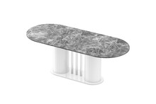 Stół rozkładany CESARO 160/208x89 - venatino dark mat/biały połysk