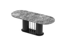 Stół rozkładany CESARO 160/208x89 - venatino dark mat/czarny połysk