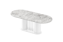 Stół rozkładany CESARO 160/208x89 - venatino white połysk/biały połysk