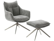 Fotel z podnóżkiem PARKER PKLE60 - jasny antracyt/stal