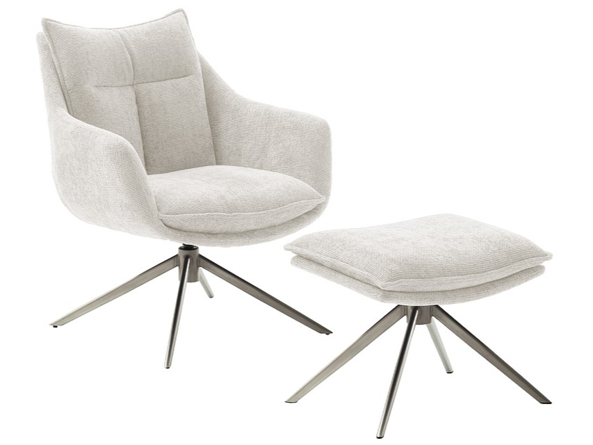 Fotel z podnóżkiem PARKER PKLE60 - kremowy/stal