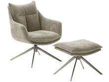 Fotel z podnóżkiem PARKER PKLE60 - cappuccino/stal