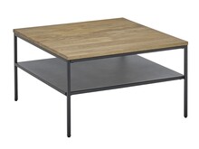 Stolik z półką MINERAL 70x70 - dąb/czarny