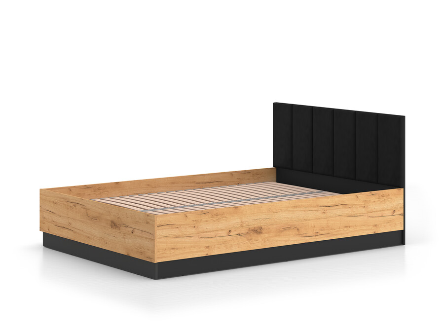 Łóżko URSO 1302 ze stelażem "flex", do materaca 140 cm - dąb craft złoty/czarny