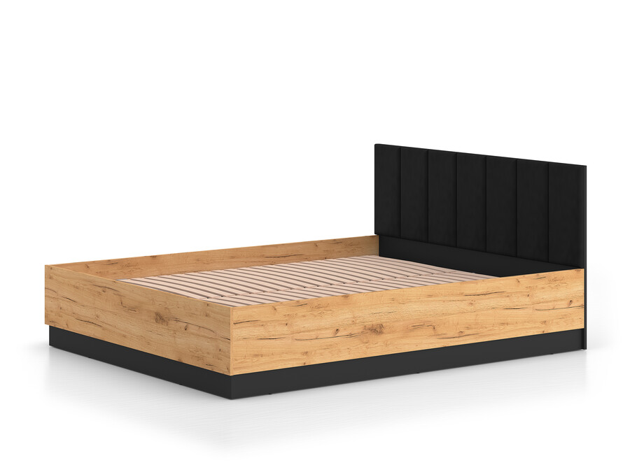 Łóżko URSO 1402 ze stelażem "flex", do materaca 160 cm - dąb craft złoty/czarny