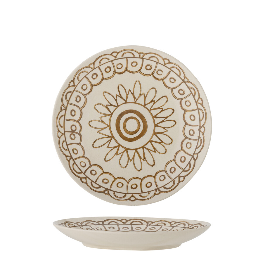 Talerz ceramiczny MAPLE 20 - biały/pomarańczowy
